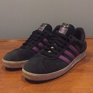 Adidas Gazelle Black Suede / Purple Trim